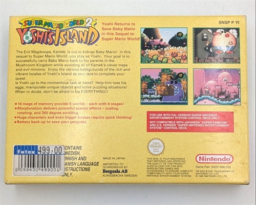 Super Mario World 2 Yoshi\'s Island - Komplet i Æske - SNES - (SCN) (B Grade) (Genbrug)